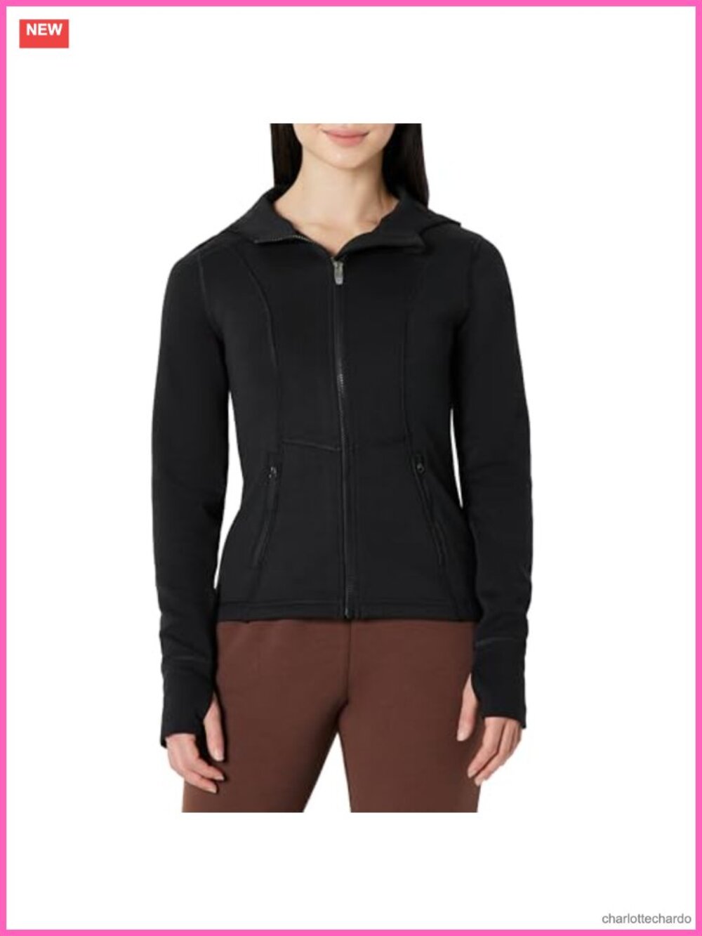 Fitted Active Sweat Zip Jacket Hooded Workout Jacket Midweight